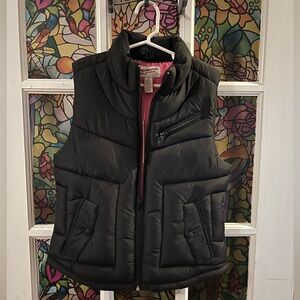 NWT Arizona Black Puffer Vest with Pink Lining
